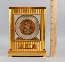 RARE Vintage Modernist Gold Gilt LeCoultre SQUARE Dial Atmos Clock, 15 VXN Jewel