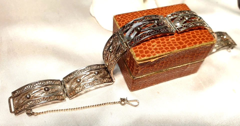 835 Silber Armband Filigranschmuck Friesenschmuck um 1930 - 20,2 cm lang/1,5 cm - Bild 3 von 4