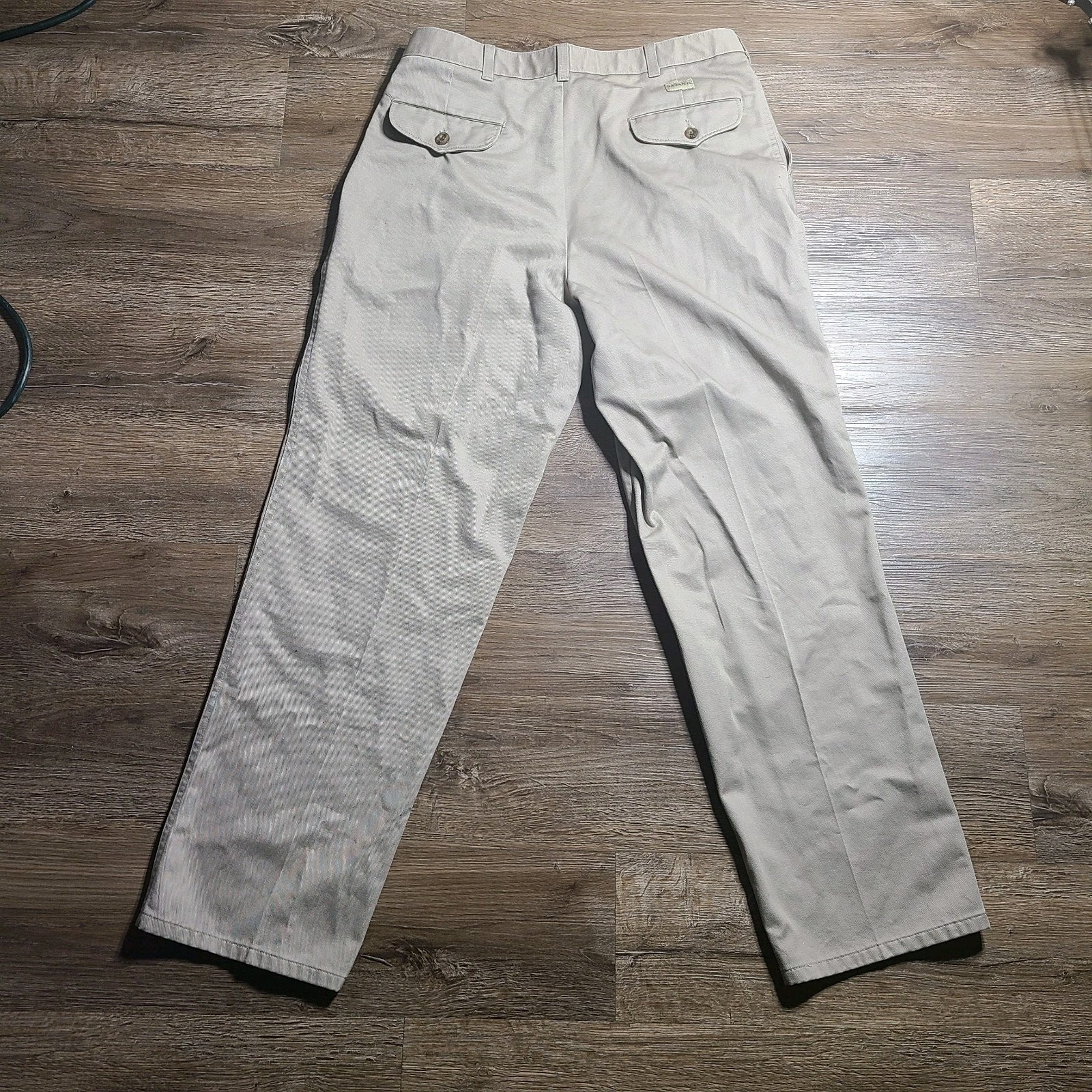 Men's Savane Dress Pants Slacks Khaki Tan Size 34 x 30 Pleated image 8