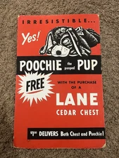 Vintage Stand Countertop Display Sign Poochie The Pooped Pup Lane Cedar Chest