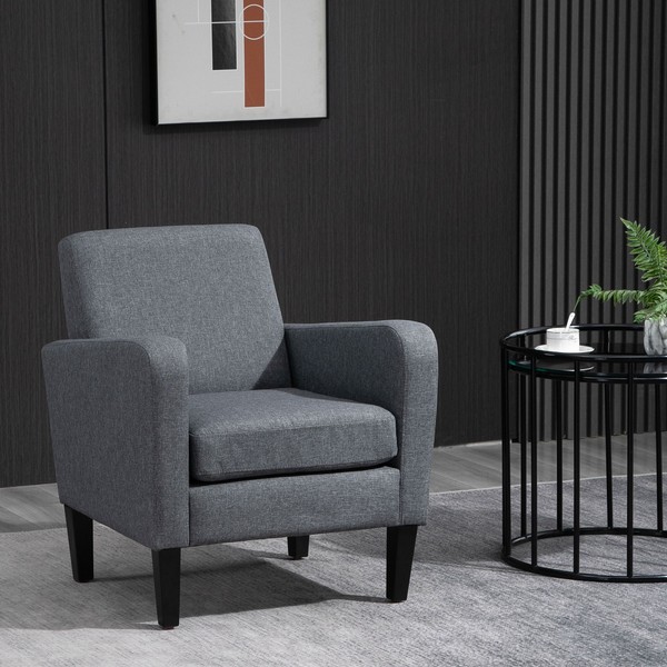 Homcom Sessel Mit RüCkenlehne, Abgerundeten Armlehnen, Gepolstert Loungesessel-image