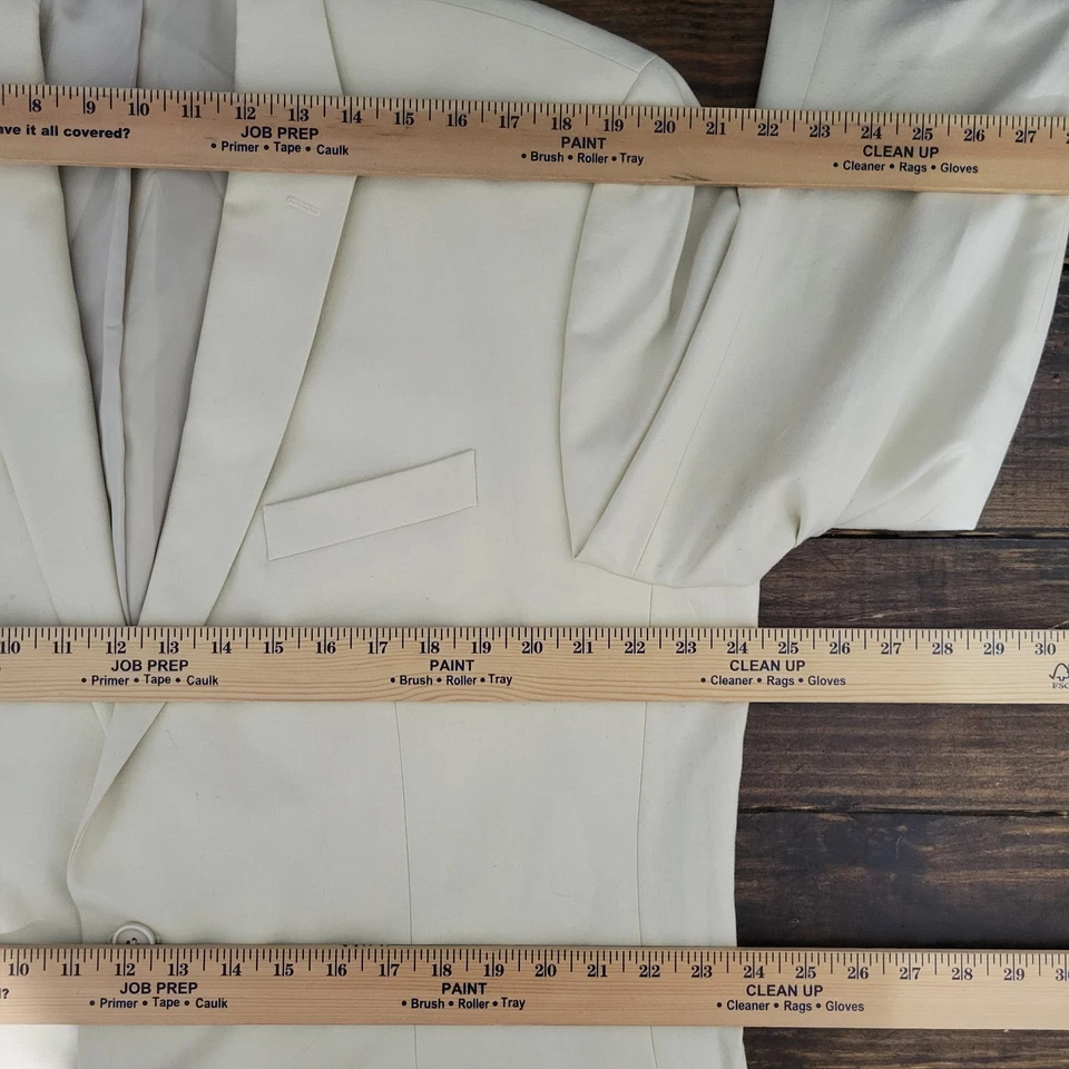 Casaco esportivo masculino Van Heusen blazer dois botões bege espinha de peixe mistura poli 48R - Imagem 3 de 4