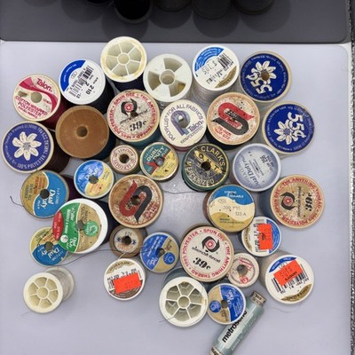 Lot Of Vintage Spools Of Thread Various Brands And Colors.