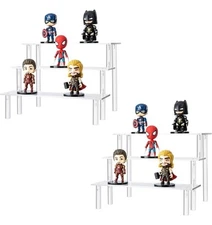 HERO MOOSE Clear Acrylic Riser Stand Display Shelf Set Of 2 for Funko Pop, Etc