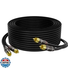 RCA Cable 75 FT, 2RCA to 2RCA Stereo Audio Cable, 【Zinc Alloy Shells, Oxygen-