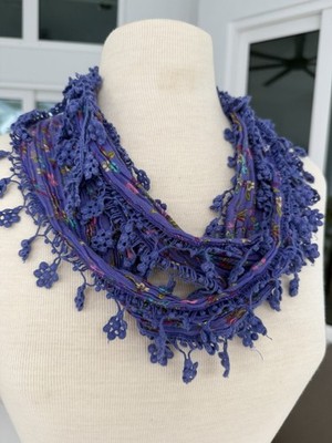 Mavi jeans cotton blend tassel scarf floral multicolored bohemian-style crochet