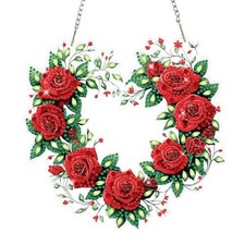 Valentine's Day Diamond Art Hanging Ornaments Kits for Adults, Roses Diamond