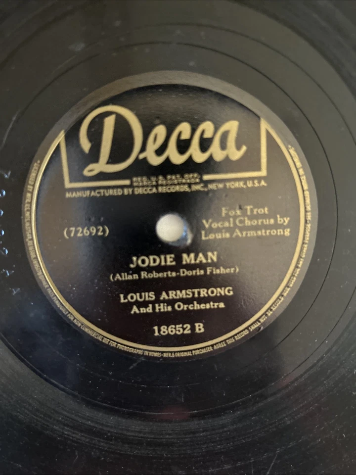 LOUIS ARMSTRONG (I Wonder / Jodie Man) POP 78 RPM Decca 18652 VG+ - Image 4 of 4