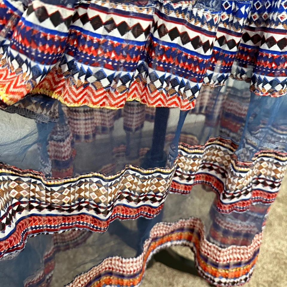 Vestido midi de moda OZZ estampado colorido sin mangas informal vestido de verano M Foto 4 de 4