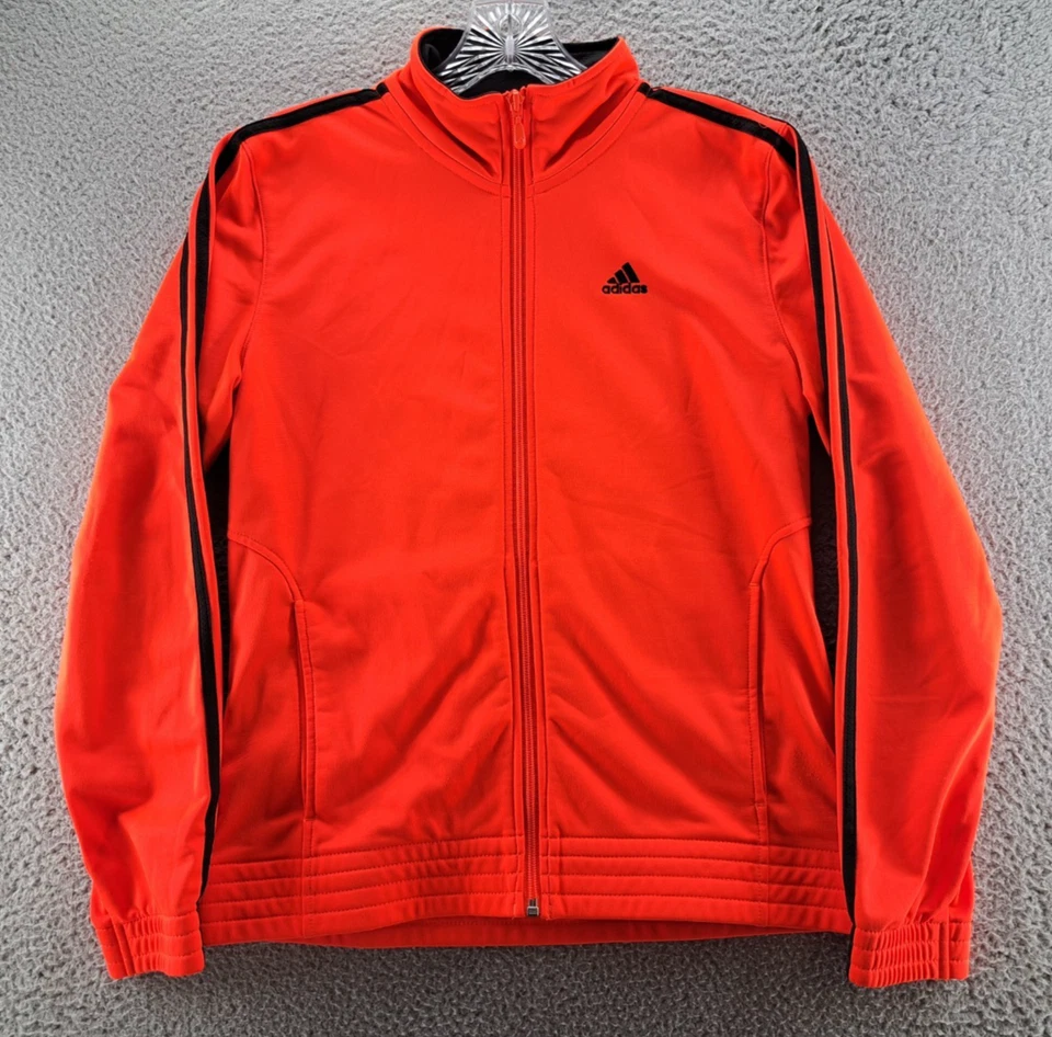 Chaqueta de Pista Adidas Para Hombre Mediana Naranja Cremallera Completa 3 Rayas Entrenamiento Ropa Activa Foto 2 de 4