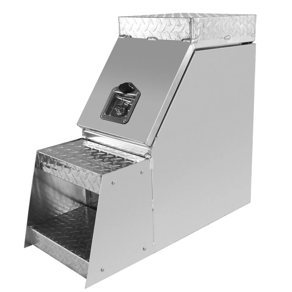 Caja de herramientas para semirremolque escalón de aluminio de 12"/15"/18"/30" con escalón de silla de montar abierto diseño ancho Foto 2 de 4