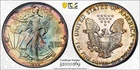 MS68 1988 $1 ASE Silver Eagle Dollar, PCGS Trueview- Nicely Rainbow Toned