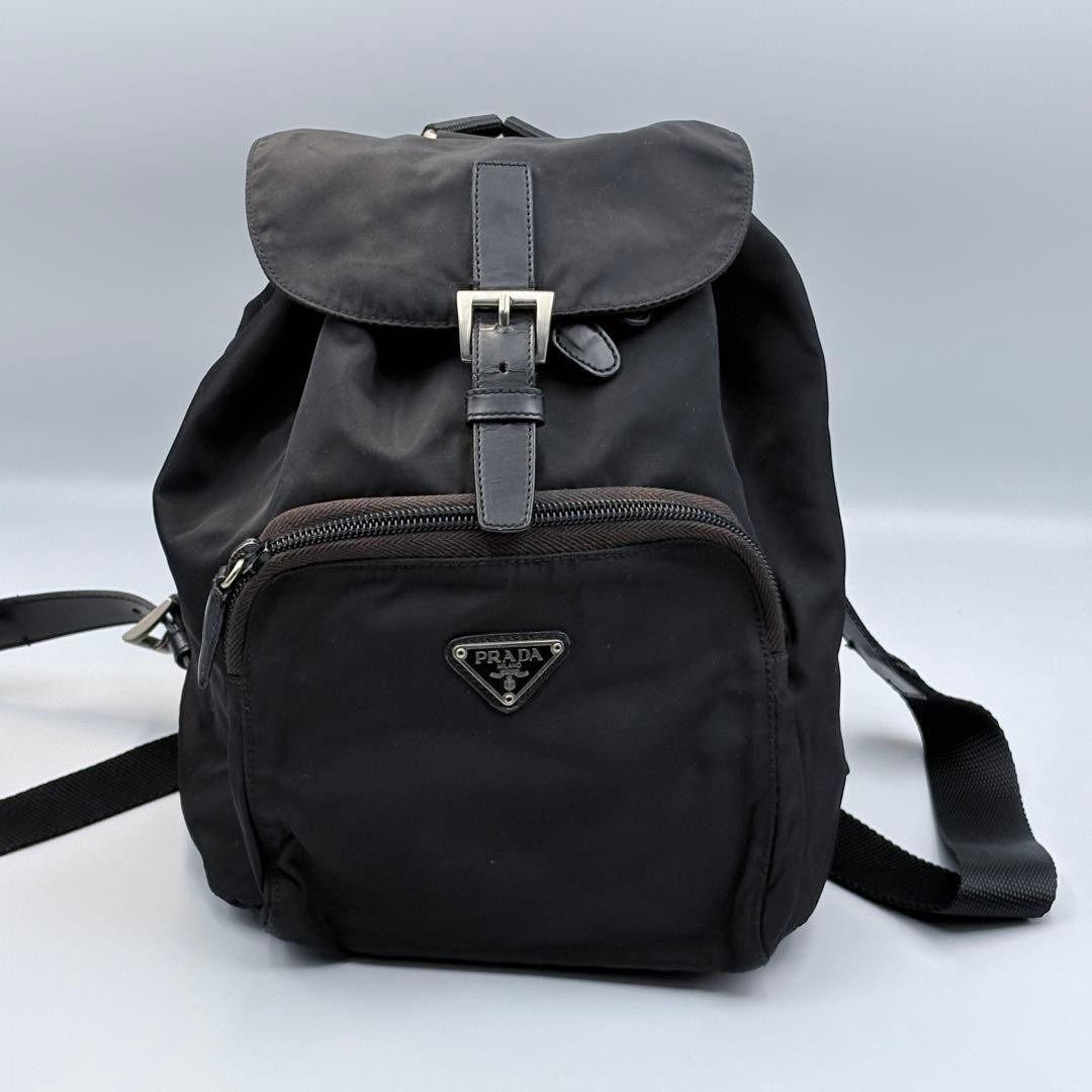 Good Condition PRADA Nylon Classic Mini Backpack Triangle Logo Black from japan