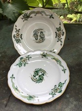 Meissen 2x Pralinen-/KonfektTeller 1. Wahl 13,5cm, gr&uuml;ner Hofdrache PT 5+6