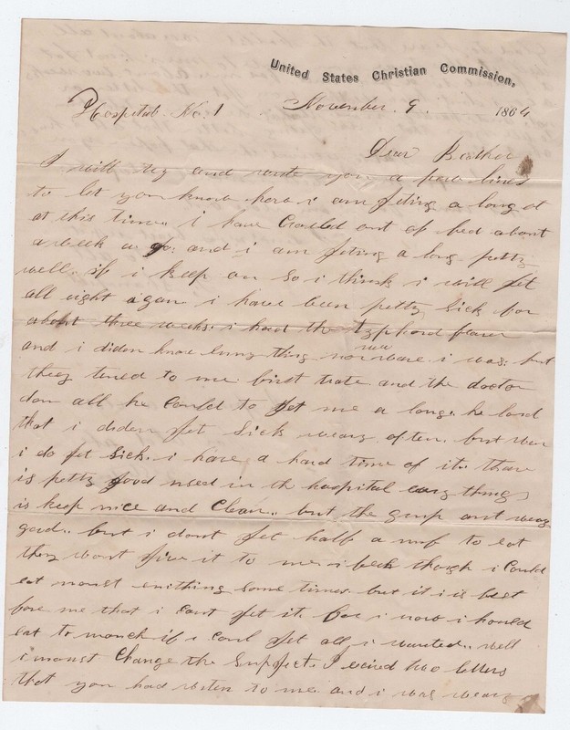 CIVIL WAR LETTER - 115th Ohio Vols - Hospital Nurses, Voted for Abe Lincoln Etc