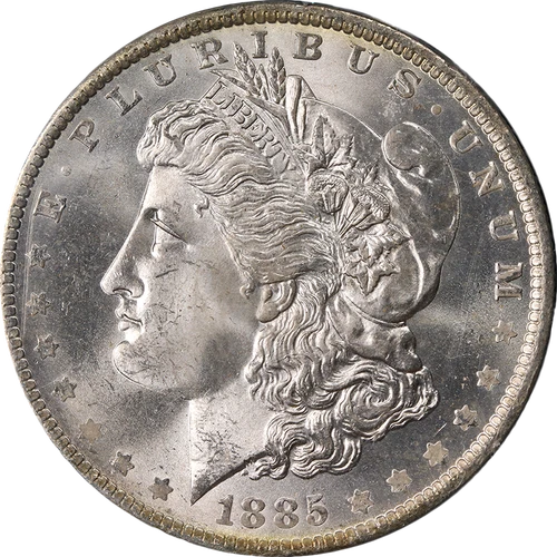 1885-O Morgan Silver Dollar PCGS MS65 Rattler Holder Blast White Gem