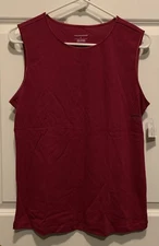 Christopher & Banks Shirt Womens L Tank Top Sleeveless Cotton Wine/Burgundy NWT