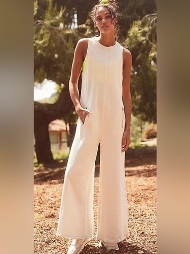 Free People Feel Free One Cream Wide-Leg Jumpsuit Small