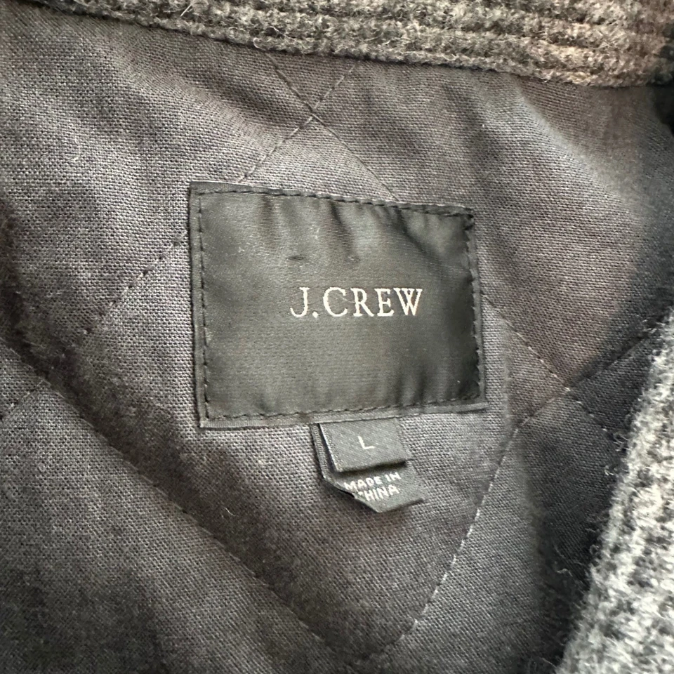 J. Crew Men's Quilted Lined Wool Blend Tweed Overcoat Size L - Image 3 of 4