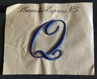 BLUE embroidered letters "Q" PLUMETIS-EXPRESS N°5 haberdashery initial monogram