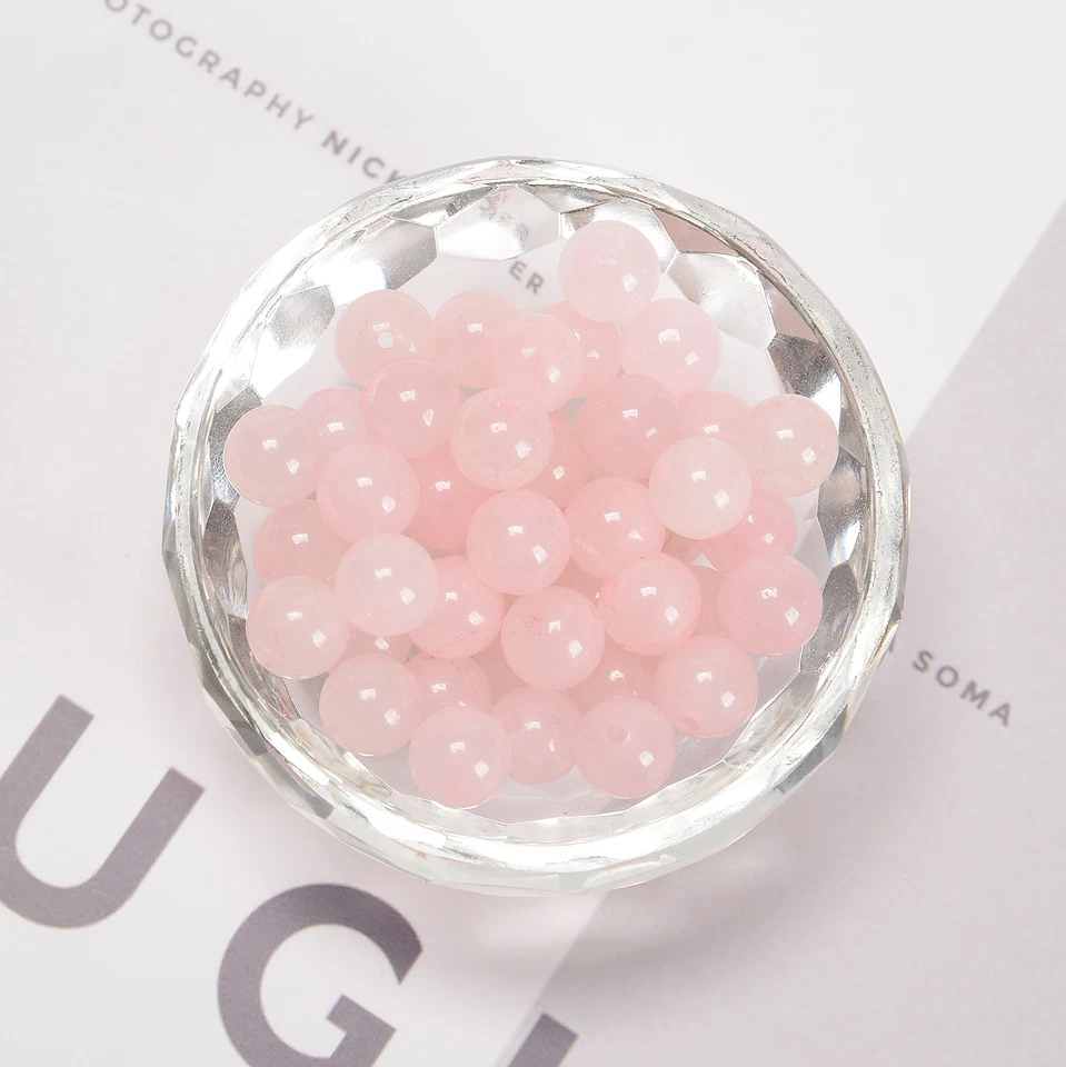 Cuentas redondas lisas de cuarzo rosa 4 mm 6 mm 8 mm 10 mm 12 mm 15,5" hilo Foto 3 de 4