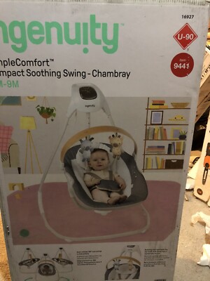 SimpleComfort Compact Soothing Swing - Chambray