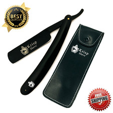 KRISP SHAVE READY WET BEARD CUT THROAT MEN BARBER STRAIGHT EDGE RAZOR ALL BLACK