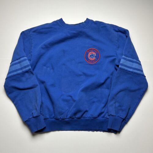 Vintage Chicago Cubs Wrigley Field Crewneck Sweatshirt Blue Sz Large - Afbeelding 1 van 6