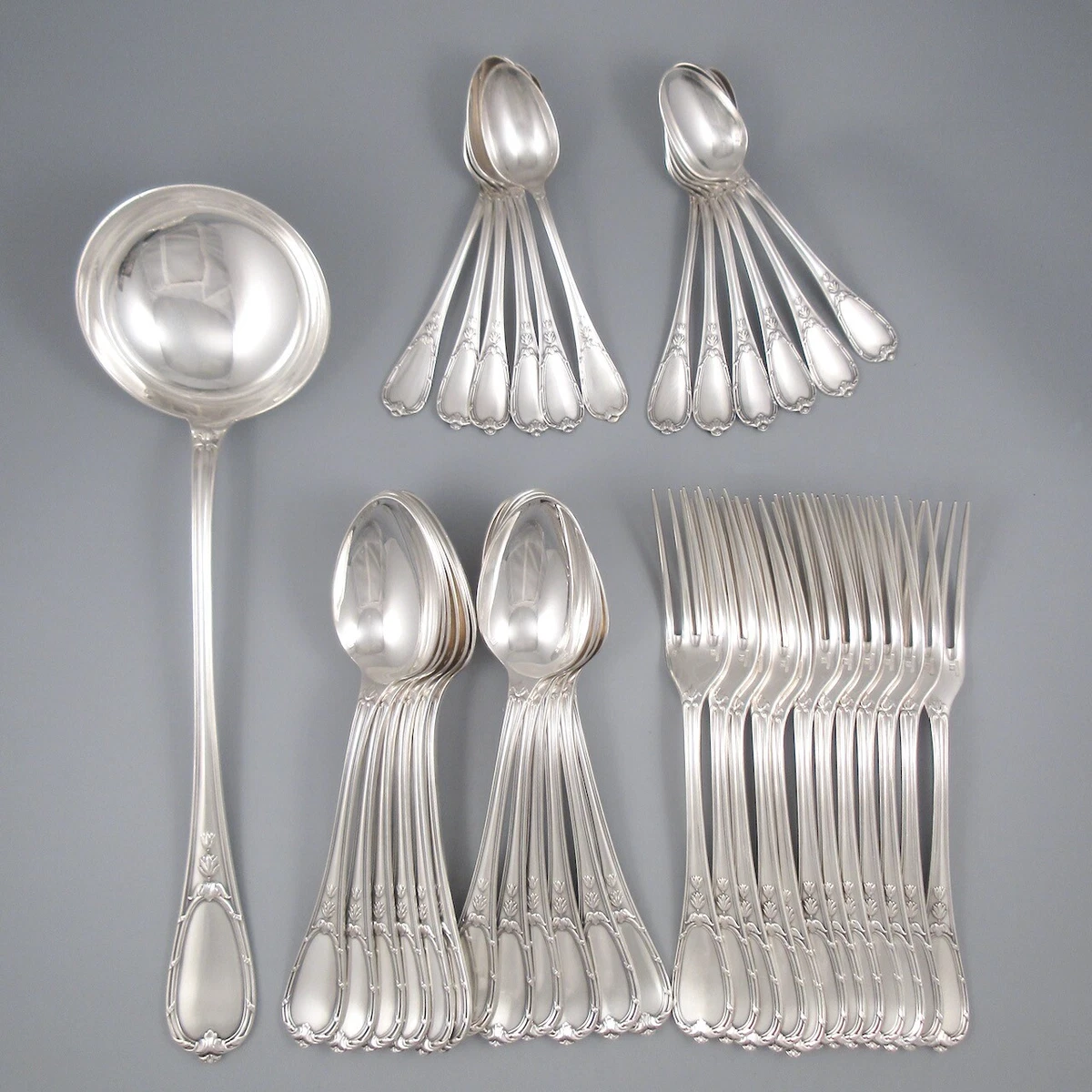 Vintage French Christofle Alfenide Silver Plate Flatware Set for Twelve 37 pcs