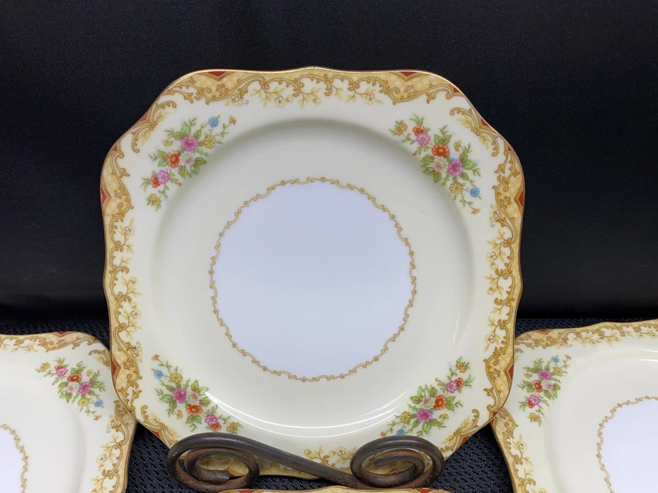 Noritake "MYSTERY PATTERN #176" Japan ~ Set of 4 ~ Square Salad Plates ~ 7 7/8" - Image 3 of 4