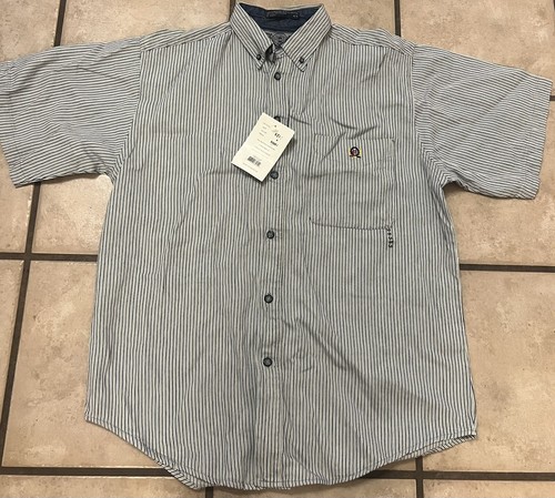 Vintage 90’s Striped Button Down Shirt Men's Size MEDIUM Short Sleeve - 第 1/7 張圖片