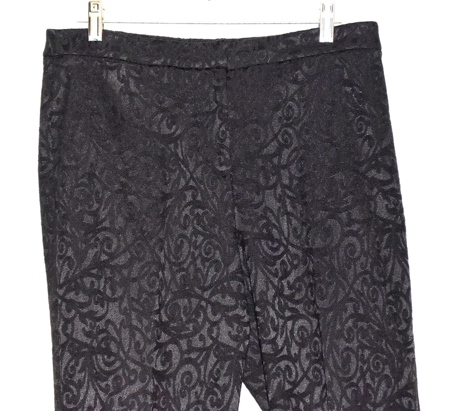 Jones New York Signature Black Swirls Womens Stretch Capri Pants Size 8 - Image 2 of 4
