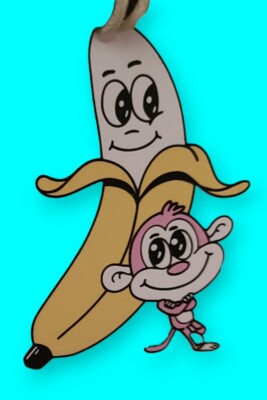 Bananas Monkey Youth Size L White. Logo On Front+Iconic Monkey W/ Banana On Back