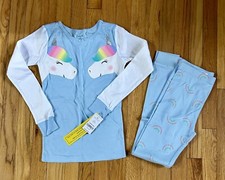 Carter's Girls 2 Pc Cotton Pajama PJ Lt Blue Unicorn Sz 10 NWT