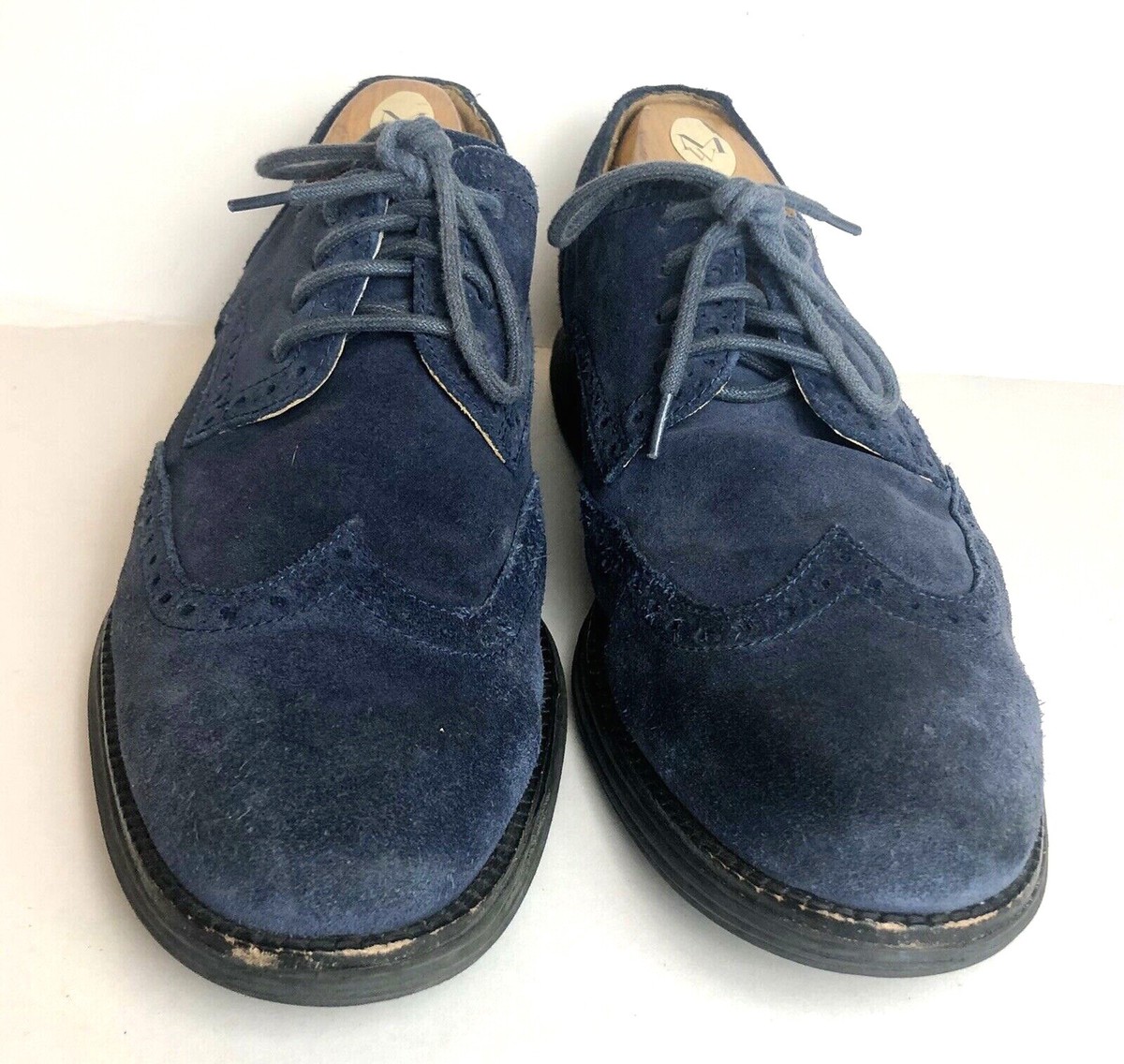 COLE HAAN Lunar Grand Blue Suede Leather Lace up Wingtip Air 