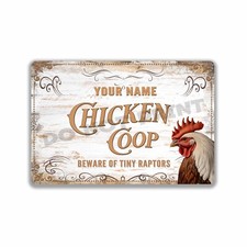 Personalized Chicken Coop Classic White Metal Sign OR Sign / Sticker 4X6 or 8X12