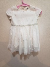 Oshkosh B'gosh Girl's Off White Tulle Dress with Embrossed Flowers Size 12M