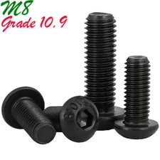 M8 Grade 10.9 Alloy Steel Button Head Allen Hex Socket Screws Bolts Black Oxide