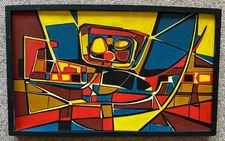 Vintage MCM Abstract Oil Painting Mid Century Modern Art Signed Zeilman 60s