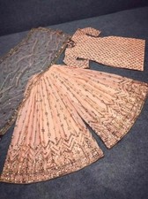 ATTRACTIVE HEAVY FAUX GEORGETTE PALAZZO SUIT WITH NET DUPATTA FOR RECEPTION