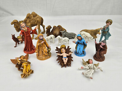 Nativity Set 11pc from Italy Jesus Mary Joseph 3 Wise Men Angel Donkey ...