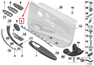 OEM 51417393488 BMW 3 F30 VORDERE RECHTE TÜR -PANEL AKZENTSTREIFEN 