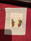 Miriam Haskell  Costume Dangle Earrings  with Multicolor Beads Gold Tone  2" NIB