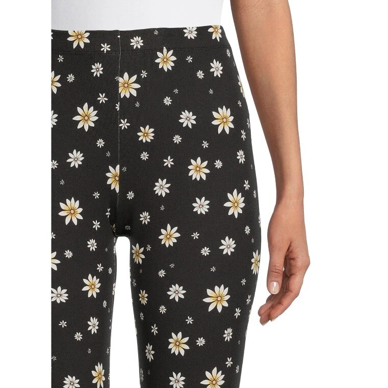 No Boundaries Juniors Ankle Leggings Daisy Black