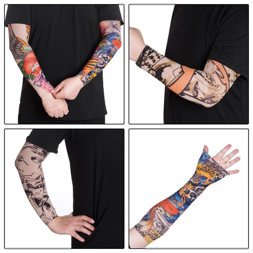 20Pk Temporary Tattoo Arm Sleeves Sun Protection Fake Slip On Tattoo Arm Sleeves - Picture 3 of 6