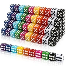 100pcs 16mm Game Bulk Dice 10 Colors Acrylic 6 Sided Dice Set for Classroom