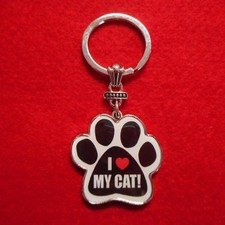 NEW "I Love My Cat " Paw Print Keychain