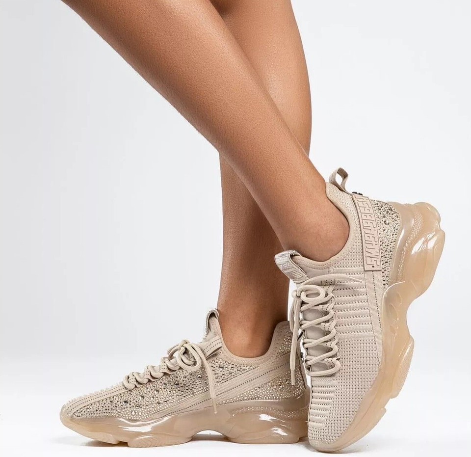 Steve Madden NYC Women's Blush Multi Maxima Rhinestone Fashion Sneakers ...