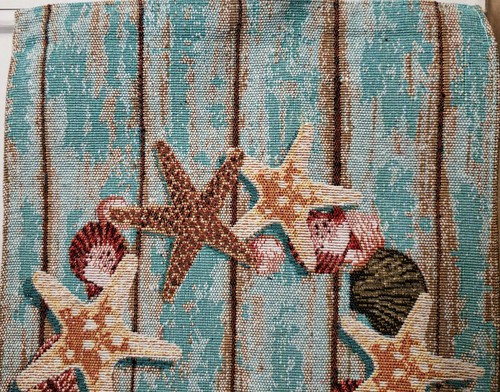 2 Tapestry Kitchen Placemats,app. 13"x19",SEALIFE WREATH,STARFISH & SEASHELLS,HC - Picture 2 of 10