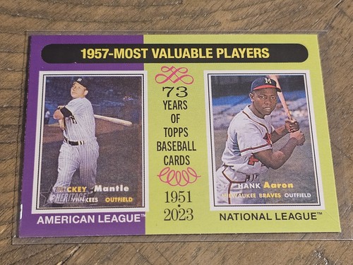 2024 Topps Heritage #190 Hank Aaron / Mickey Mantle | Baseball Card